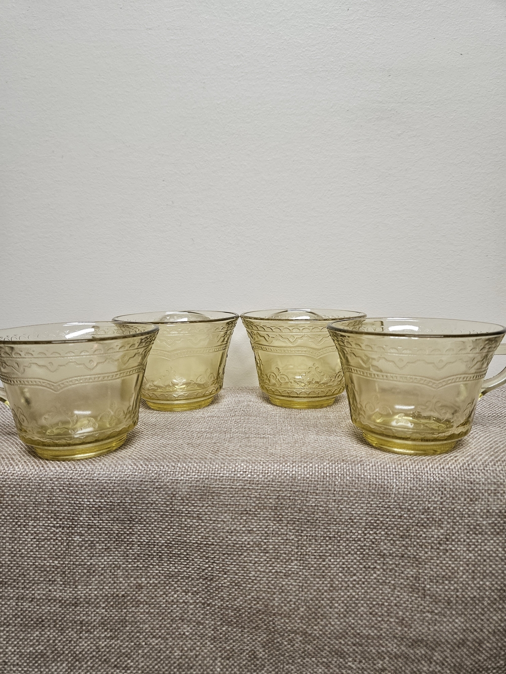 Vintage 1930's Federal Glass Patrician "Spoke " Amber Depression Glass Teacups